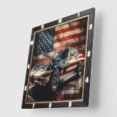 クラシック車の愛国心 スクエア壁時計 (傾斜)