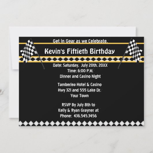 クラシック車の誕生日パーティーへの招待 – カスタム 招待状 (裏面)