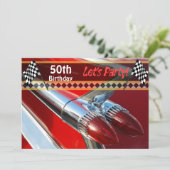 クラシック車の誕生日パーティーへの招待 招待状 (スタンド正面)