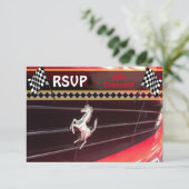 クラシック車の誕生日パーティーRSVP 2 出欠カード (スタンド正面)