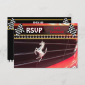 クラシック車の誕生日パーティーRSVP 2 出欠カード (正面/裏面)
