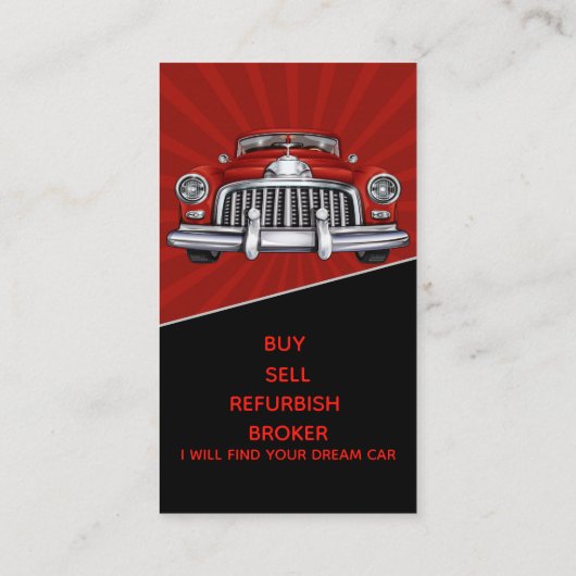 クラシック車の赤い黒いモダン抽象芸術写真 名刺 (裏面)