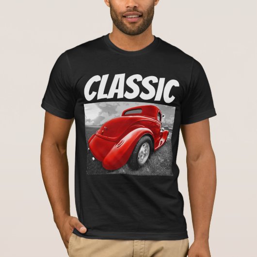 クラシック車の赤改造誕生日Tシャツ Tシャツ (正面)