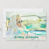 クラシック車クルージング誕生日招待状 招待状 (正面)