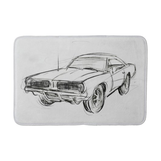 クラシック車スケッチIV バスマット (正面)