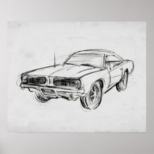 クラシック車スケッチIV ポスター