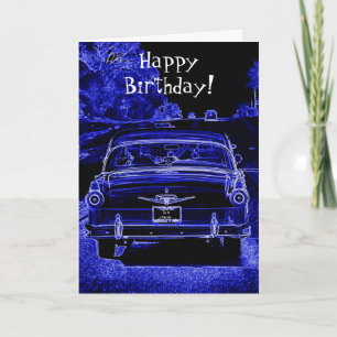 クラシック車ネオン誕生日 カード