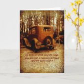 クラシック車ファン写真用バースデーカユーモアのあるード カード (黄色い花)