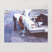 クラシック車フラットタイヤ葉書 ポストカード (正面)