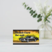 クラシック車ブラックヴィンテージ自動車 名刺 (スタンド正面)