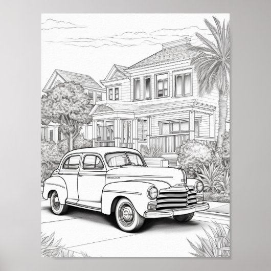 クラシック車大人の着色 ポスター (正面)