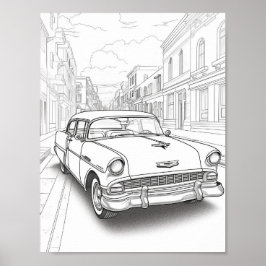 クラシック車大人の着色 ポスター