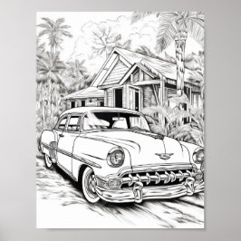 クラシック車大人の着色 ポスター