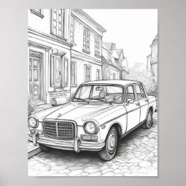 クラシック車大人の着色 ポスター