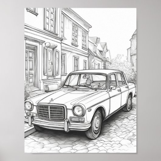 クラシック車大人の着色 ポスター (正面)