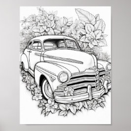 クラシック車大人の着色 ポスター