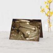 クラシック車誕生日カード カード (黄色い花)