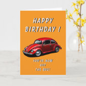 クラシック車誕生日 カード (黄色い花)