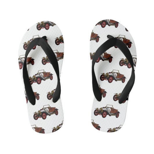 クラシック車1920漫画イラストレーション キッズビーチサンダル (フットベッド)