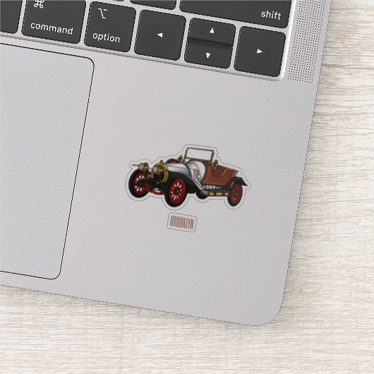 クラシック車1920漫画イラストレーション シール (詳細)