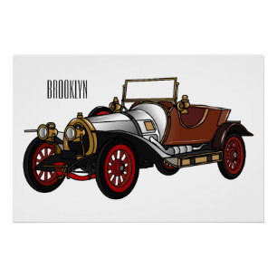 クラシック車1920漫画イラストレーション ポスター
