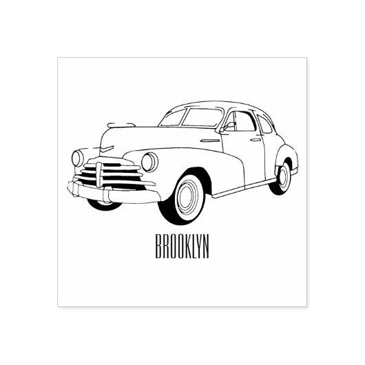 クラシック車1948漫画イラストレーション ラバースタンプ (インプリント)