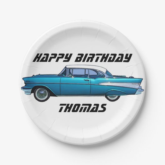 クラシック車1957シボイBelAireカスタム紙プレート ペーパープレート (正面)