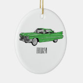 クラシック車1959漫画イラストレーション セラミックオーナメント (右)