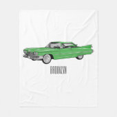 クラシック車1959漫画イラストレーション フリースブランケット (正面)