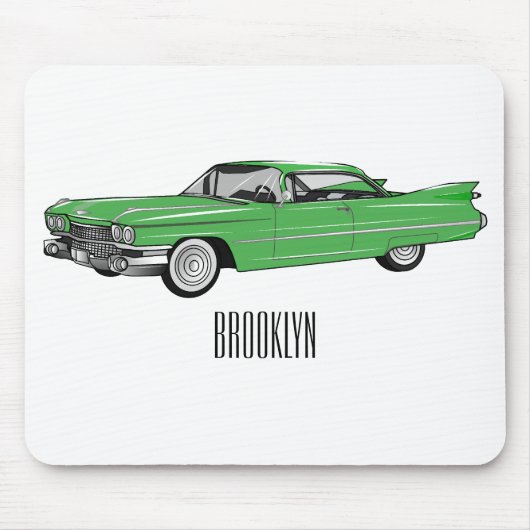 クラシック車1959漫画イラストレーション マウスパッド (正面)