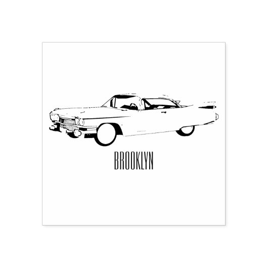 クラシック車1959漫画イラストレーション ラバースタンプ (インプリント)