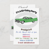 クラシック車1959漫画イラストレーション 招待状 (正面/裏面)