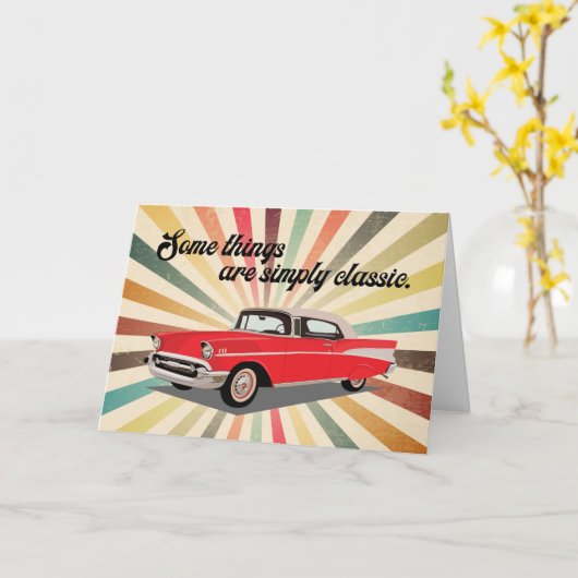 クラシック車50のレトロヴィンテージ誕生日 カード (黄色い花)