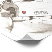 クラシック車、トラック、バイク、ロッド鉛筆アート ポスター (角)