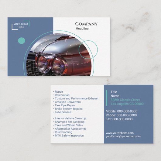 クラシック車 名刺 (正面/裏面)