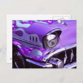 クラシック車:燃えフード付きシボレー ポストカード (正面/裏面)