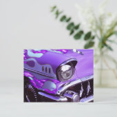 クラシック車:燃えフード付きシボレー ポストカード (スタンド正面)