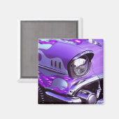 クラシック車：燃えフード付きシボレー マグネット (正面/裏面)