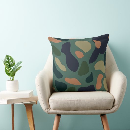 クラシック迷彩柄 – グリーンブラウンカモフ伝統的ラージ クッション (椅子)
