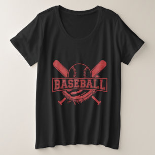 クラシック野球エンブレム プラスサイズTシャツ