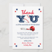 クラシック野球少年ベイビーシャワー サンキューカード (正面)