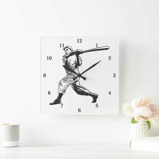 クラシック野球用壁時計 スクエア壁時計 (ホーム)