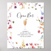 クラシック野生カラフルフローラ結婚のバー標識 ポスター (正面)