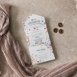 クラシック野生カラフルフローラ結婚ズ オールインワン招待状