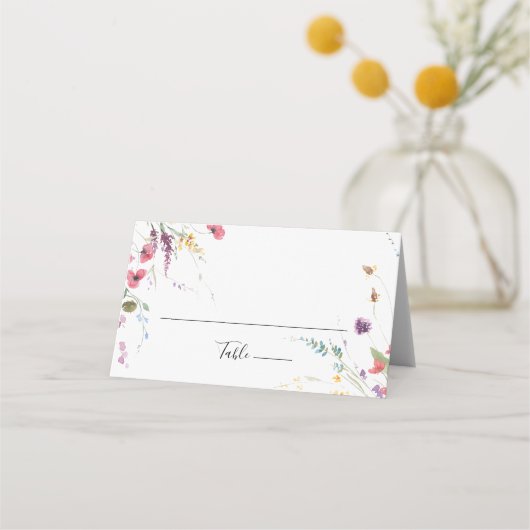 クラシック野生カラフルフローラ結婚ズ プレイスカード (正面)