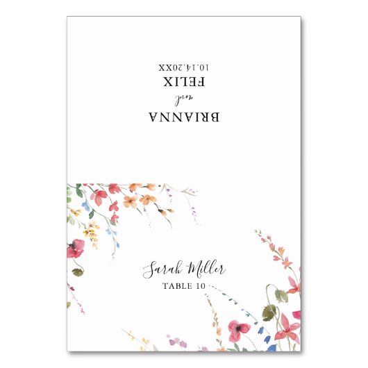 クラシック野生カラフルフローラ結婚座席表 テーブルナンバー (正面)