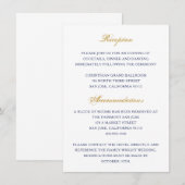 クラシック金ゴールドとネイビー結婚のエンクロージャカード エンクロージャーカード (正面/裏面)