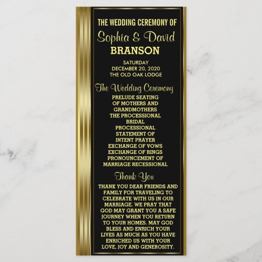 クラシック金ゴールドとブラック結婚のカスタム プログラム (正面)