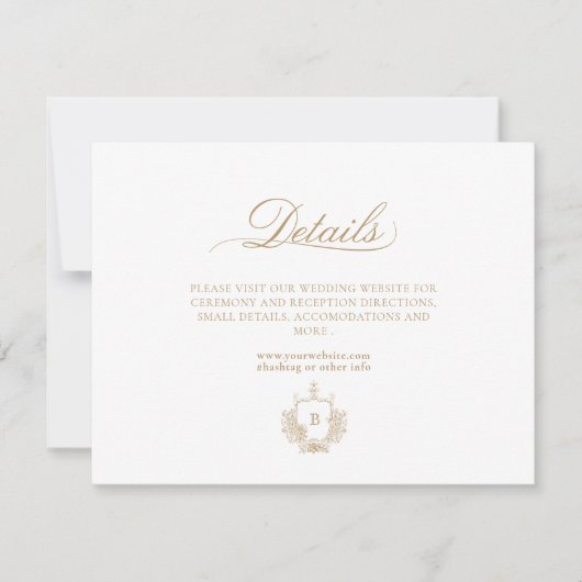 クラシック金ゴールドとホワイトモノグラム詳細カード ノートカード (正面)