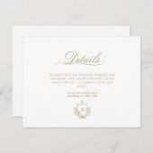 クラシック金ゴールドとホワイトモノグラム詳細カード ノートカード (正面/裏面)